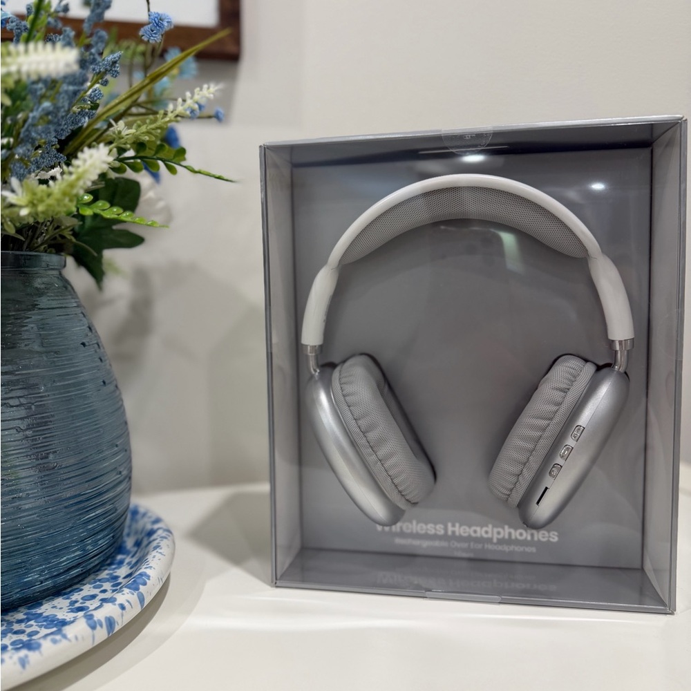 Wireless Over-Ear Headphones in Silver and White